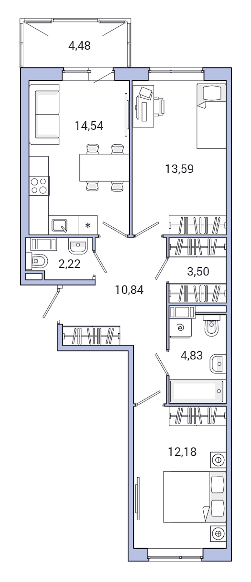 2-комнатная квартира 66.18 м², 4/10 эт., ЖК «Jaanila Drive»